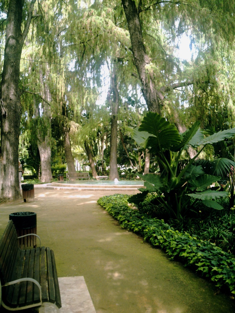 View towards the pond area, Parque de Malaga.